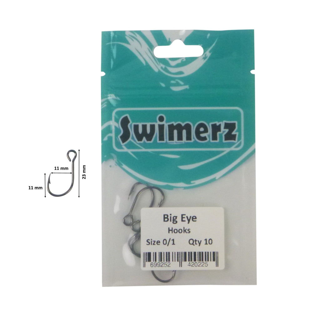 Swimerz Big Eye Inline Lure Hooks, Size 1, 10 Pack-2