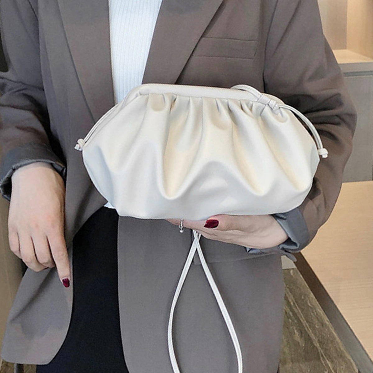 Black White PU Leather Clutch Handbag Shoulder Crossbody Bag Fashion Women Bag-0