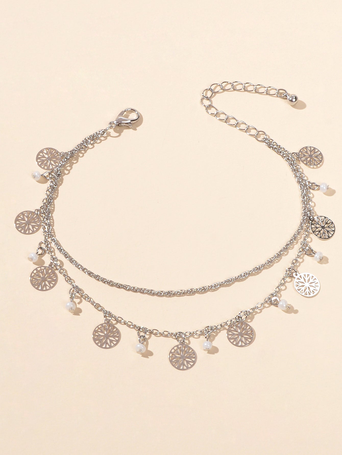 AU Stock Foot Beach Jewellery Doublelayer Chain Beads Disc Charm Anklet Bracelet-4