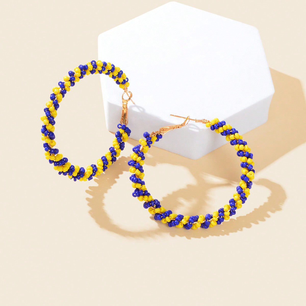 Boho Sweet Colourful Seed Beads Handmade Circle Hoop Earrings for Women Holiday-6