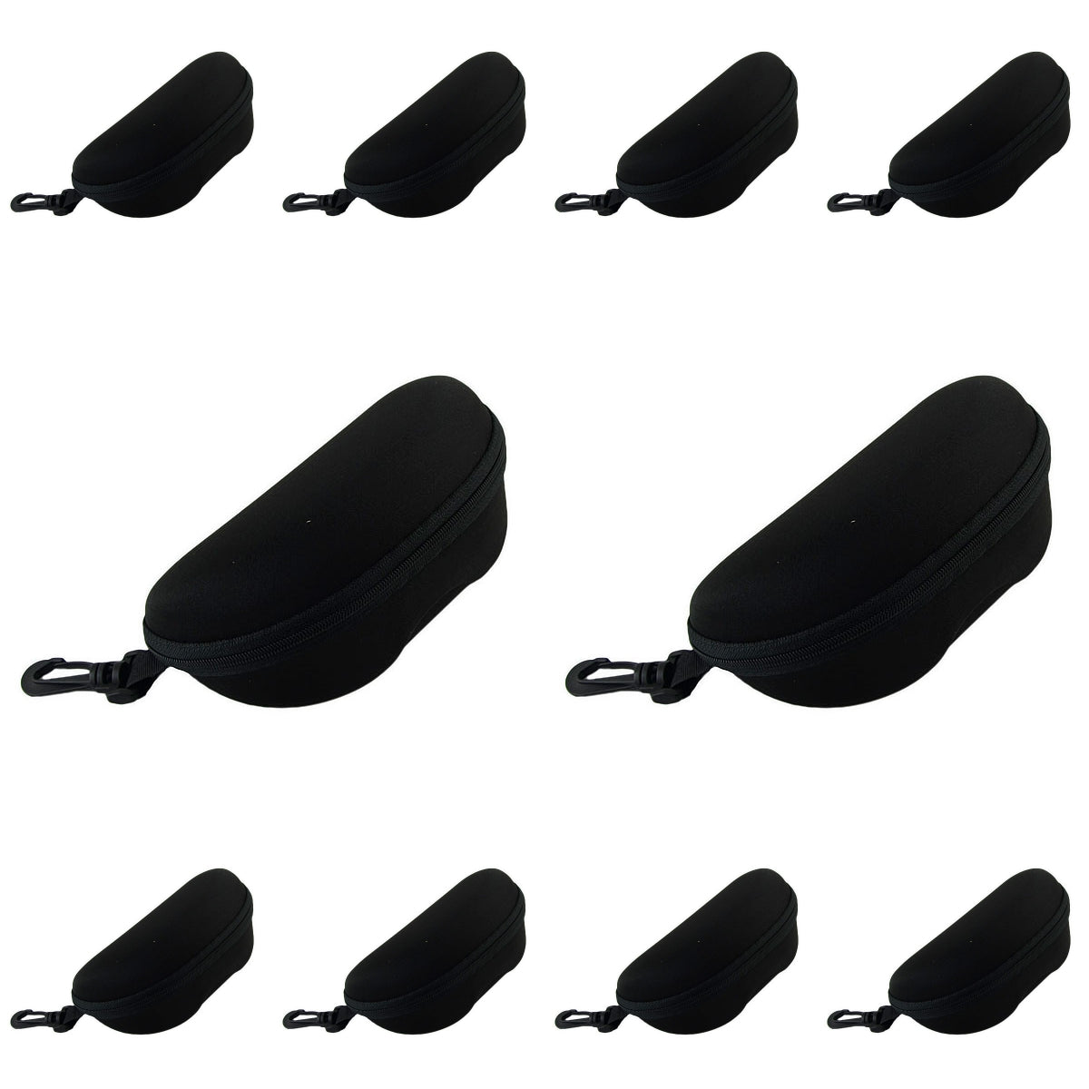10 pcs Portable Hard Shell Sunglasses Case set Zipper Eyewear Eyeglasses Case with Hook for Women Men Travel Sports-0