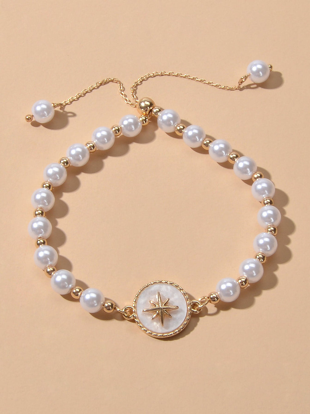 Retro Jewellery Round White Charm Pearl Chain Adjustable Bracelet Birthday Gifts-0