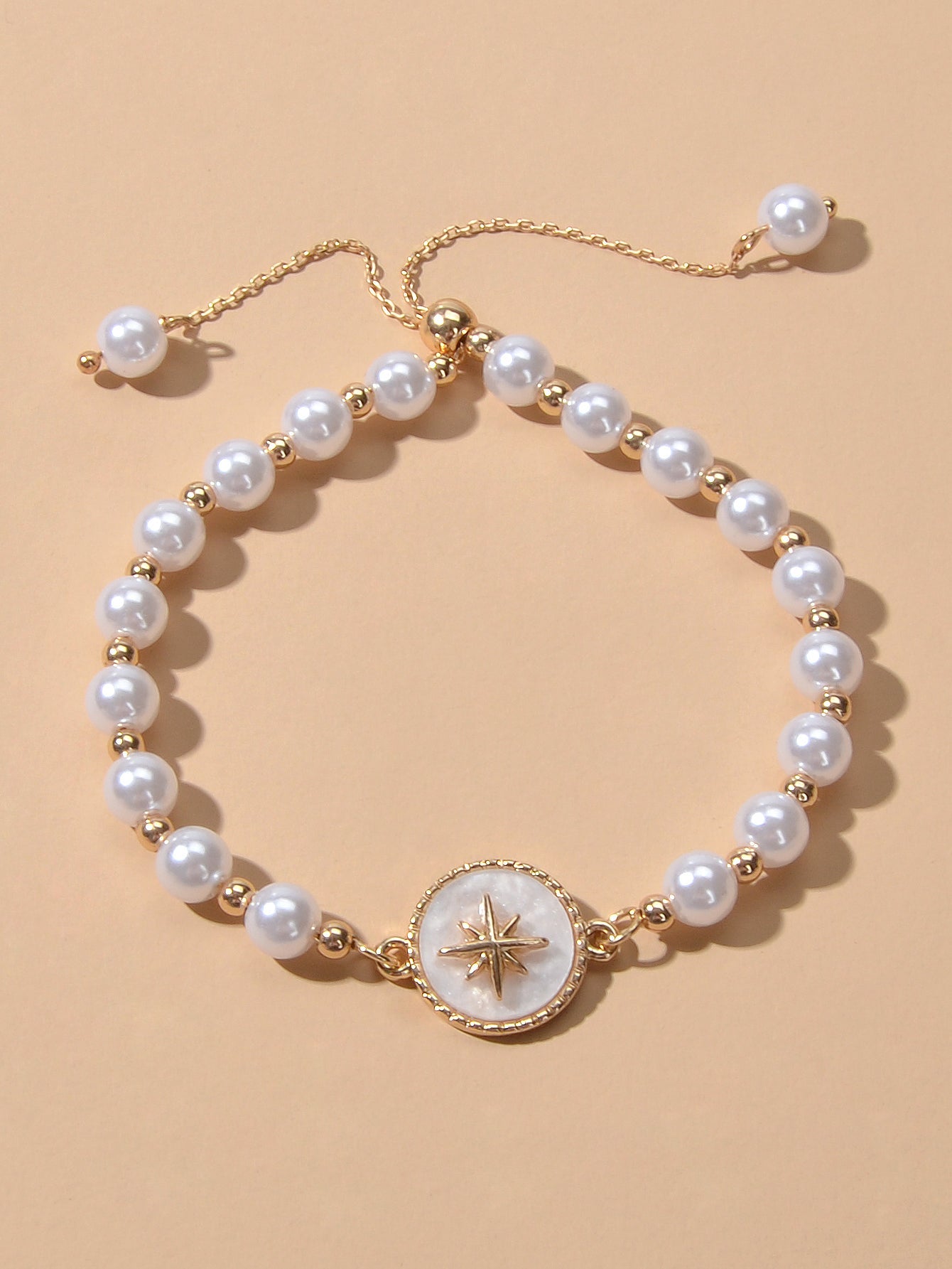 Retro Jewellery Round White Charm Pearl Chain Adjustable Bracelet Birthday Gifts-0