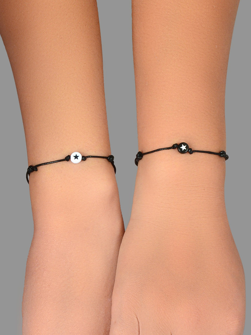 2 pcs Black Rope Adjustable Star String Couple Matching Bracelets Friend Gifts-0