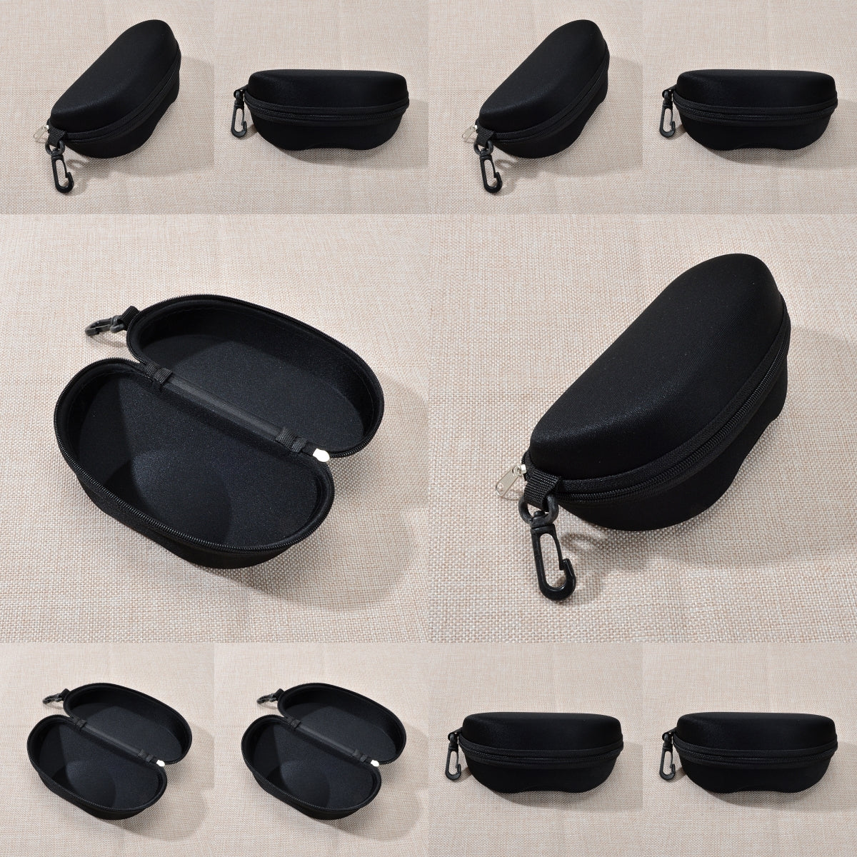 10 pcs Portable Hard Shell Sunglasses Case set Zipper Eyewear Eyeglasses Case with Hook for Women Men Travel Sports-1