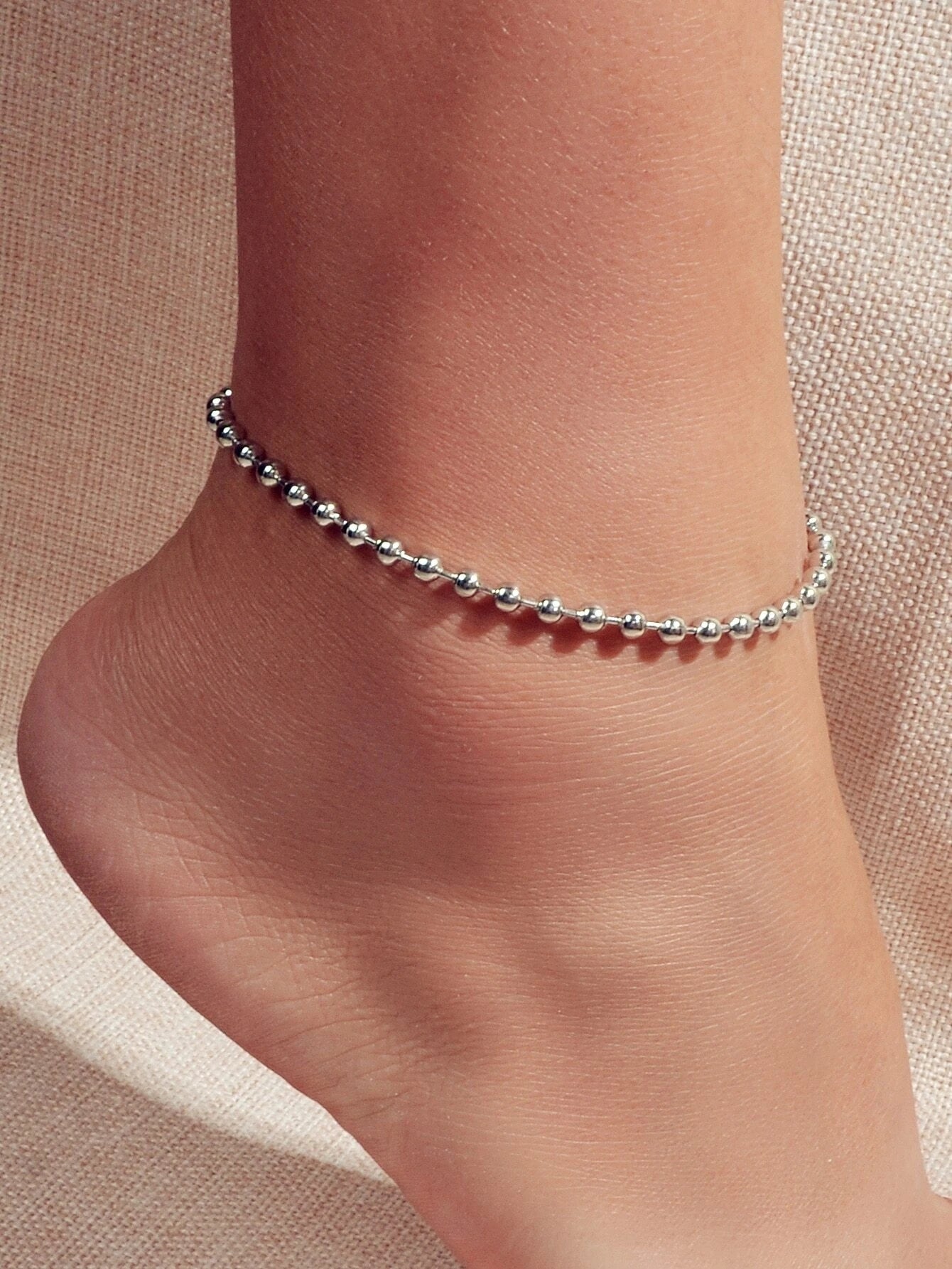 1pc Gold Silver Ball Chain Minimalist Boho Chic Anklet Bracelet Teen Summer Gift-0
