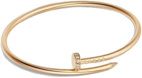 Nail Bracelet with Crystal Oval Design With Cubic Zirconia Love Nail Bangles For Women Girl(Color Gold, Yellow Gold)