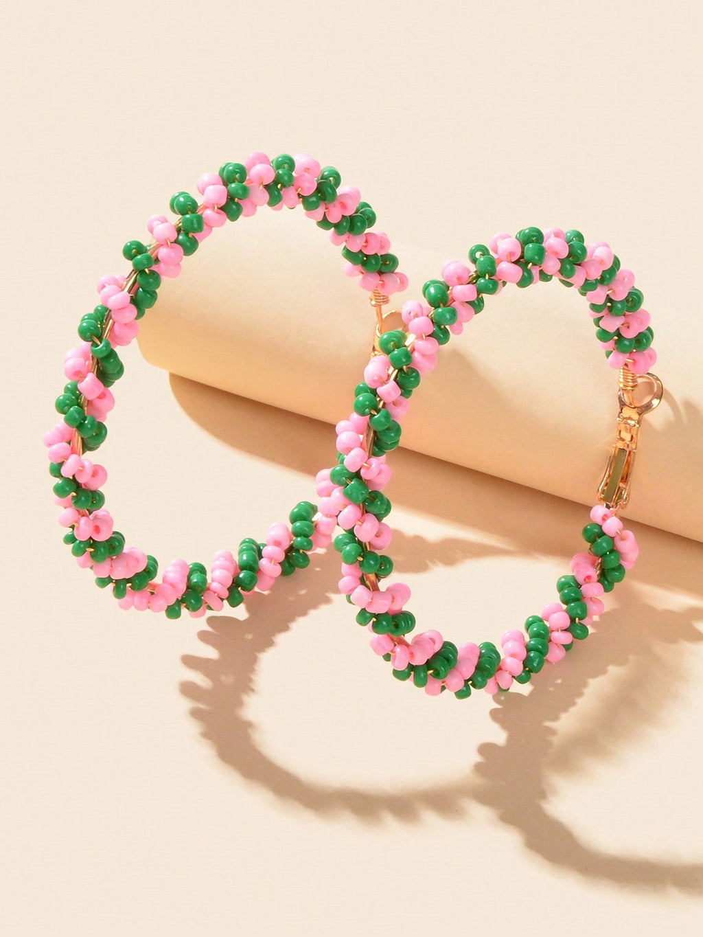 Boho Sweet Colourful Seed Beads Handmade Circle Hoop Earrings for Women Holiday-2