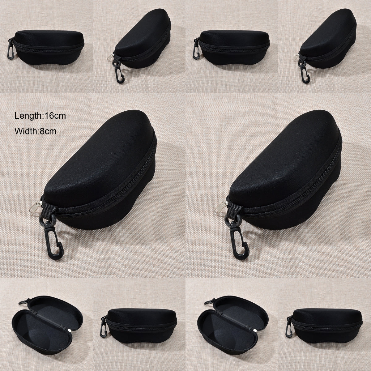 10 pcs Portable Hard Shell Sunglasses Case set Zipper Eyewear Eyeglasses Case with Hook for Women Men Travel Sports-2