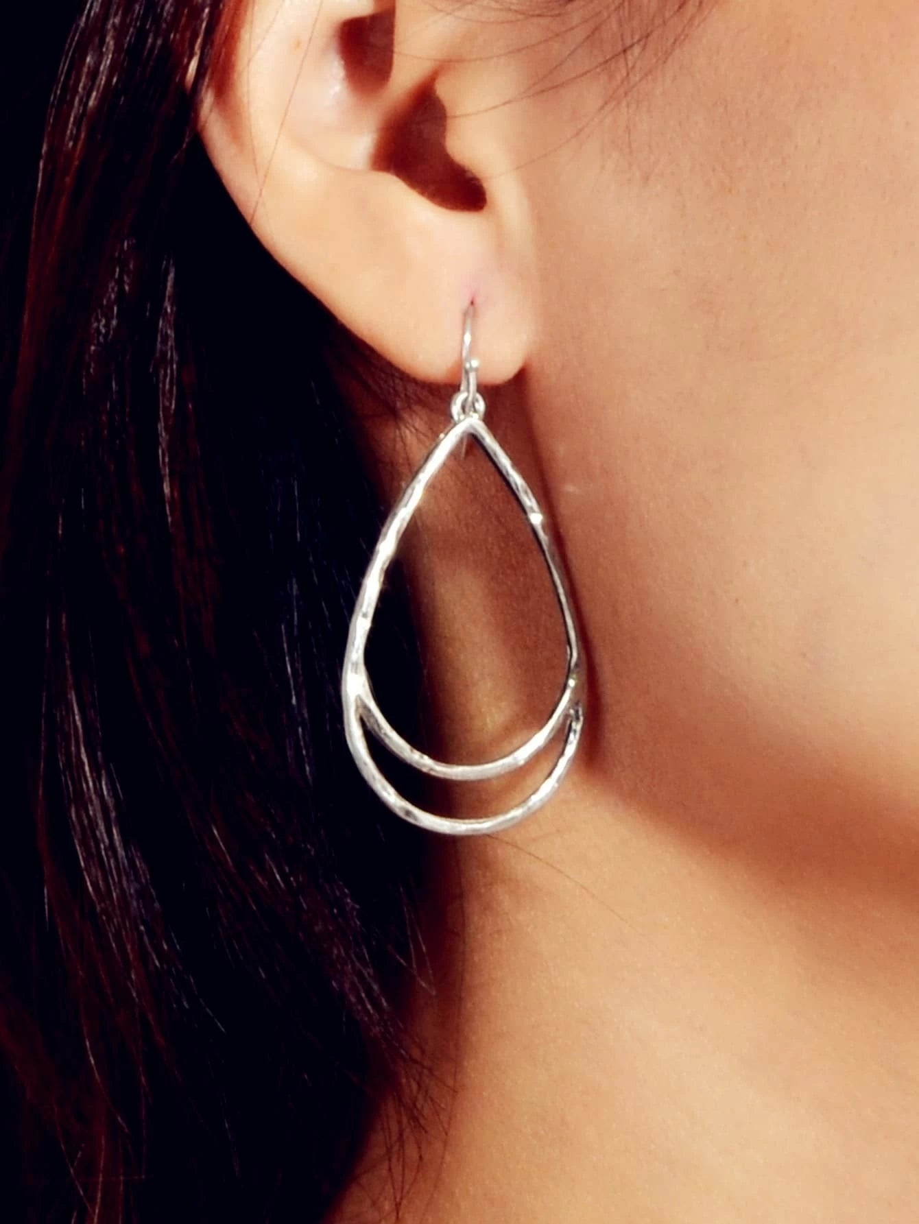 Fashion Jewellery Silver Metal Minimalist Water Drop Earrings Women Accessories-1