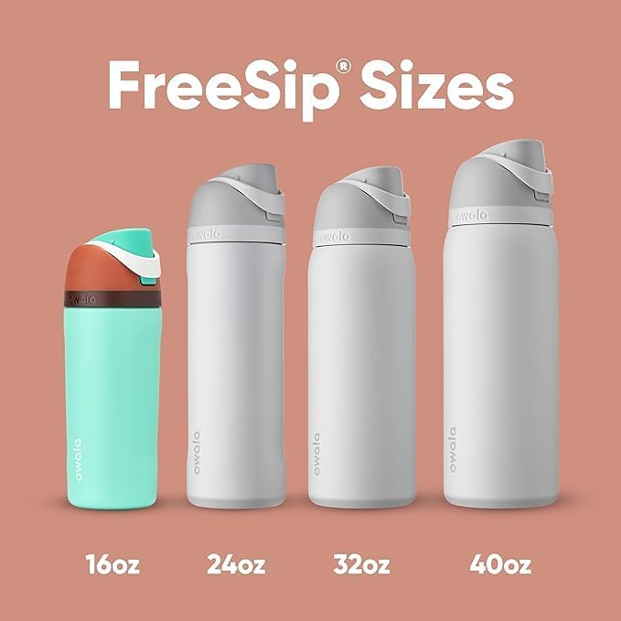 Owala FreeSip Insulated Stainless Steel Water Bottle with Straw, BPA-Free Sports Water Bottle, Great for Travel, 32 Oz, Shy Marshmallow