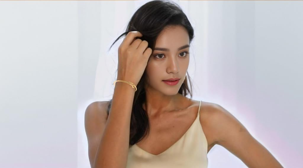 Nail Bracelet with Crystal Oval Design With Cubic Zirconia Love Nail Bangles For Women Girl(Color Gold, Yellow Gold)