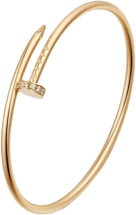 Nail Bracelet with Crystal Oval Design With Cubic Zirconia Love Nail Bangles For Women Girl(Color Gold, Yellow Gold)