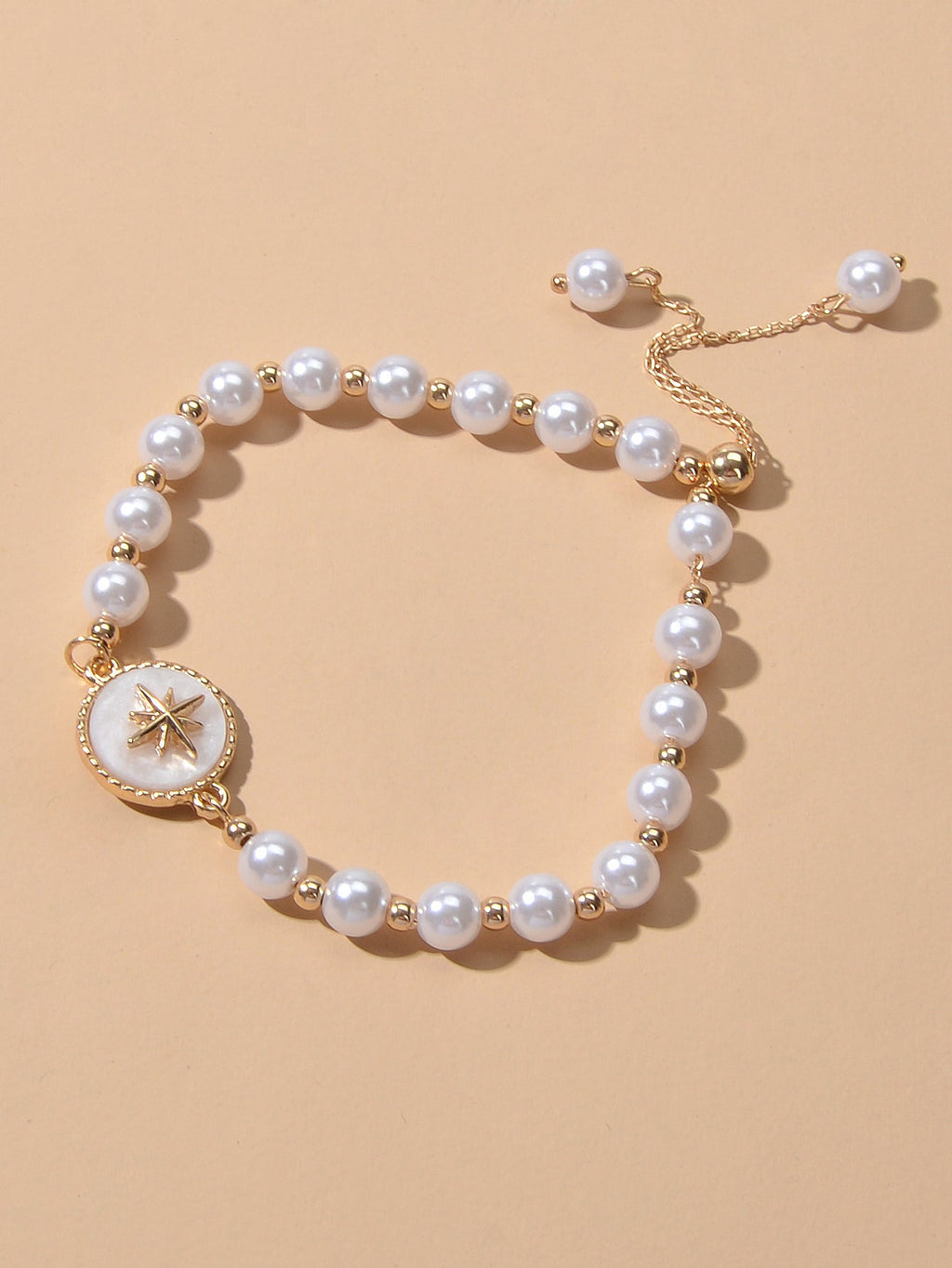 Retro Jewellery Round White Charm Pearl Chain Adjustable Bracelet Birthday Gifts-2