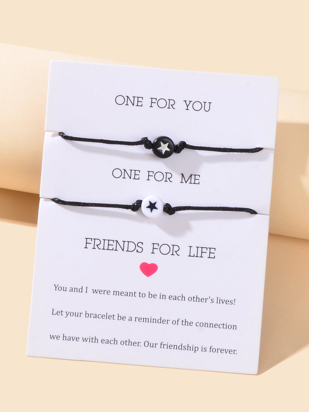 2 pcs Black Rope Adjustable Star String Couple Matching Bracelets Friend Gifts-2