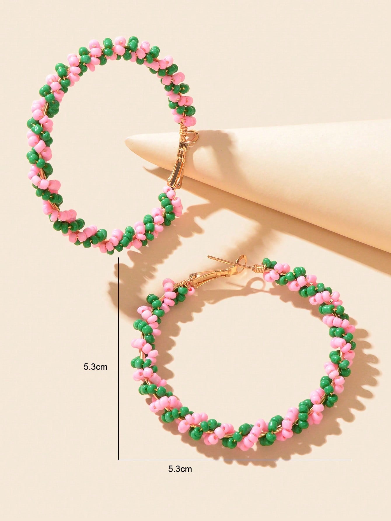 Boho Sweet Colourful Seed Beads Handmade Circle Hoop Earrings for Women Holiday-3