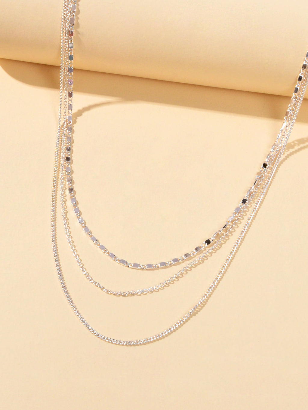 Women Collar Silver Multi-layer Chain Necklace Minimalist Party Decoration Gift-2