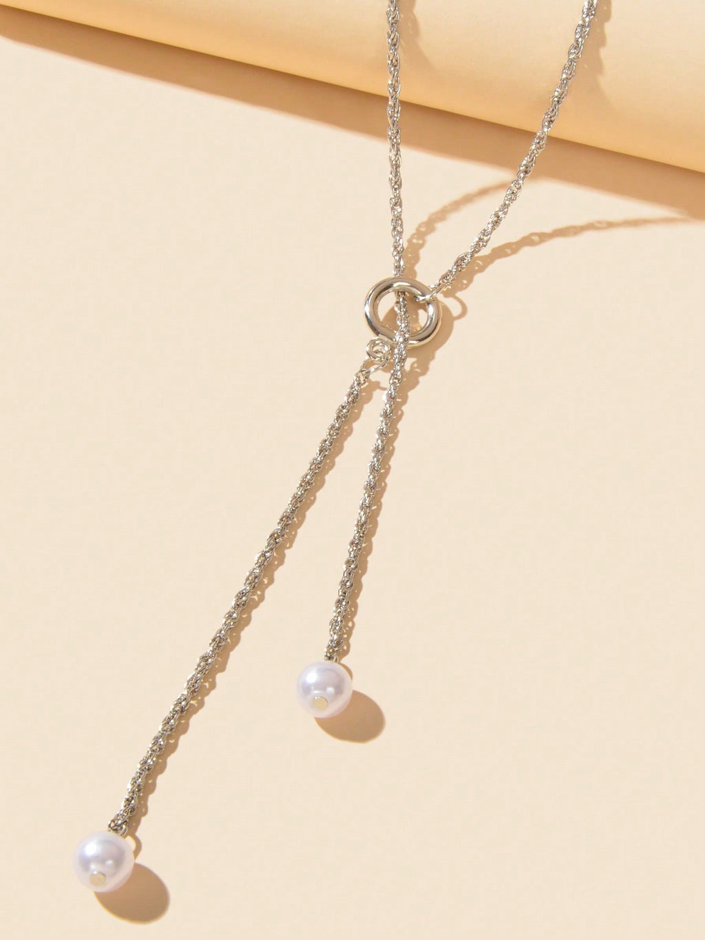 Pearl Pendant Lariat Long Necklace Elegant Versatile Jewelry-3