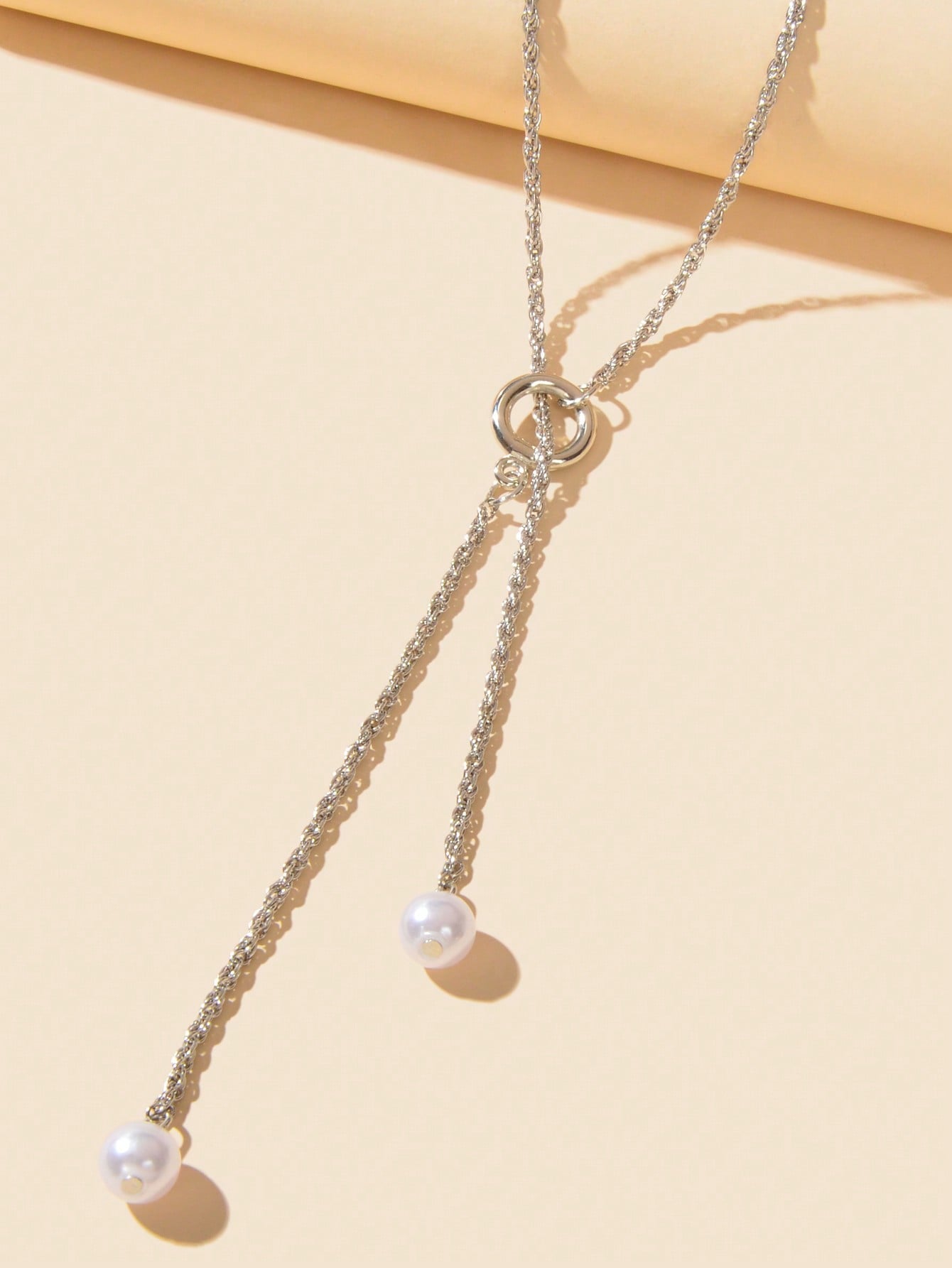 Pearl Pendant Lariat Long Necklace Elegant Versatile Jewelry-3