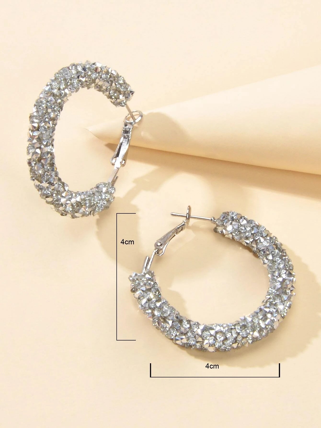 Party Gift Decoration Silver Rhinestone Shining Hoop Huggie Earrings AU Stock-2
