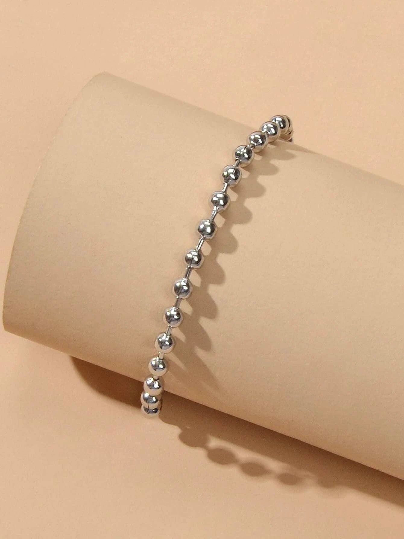 1pc Gold Silver Ball Chain Minimalist Boho Chic Anklet Bracelet Teen Summer Gift-2