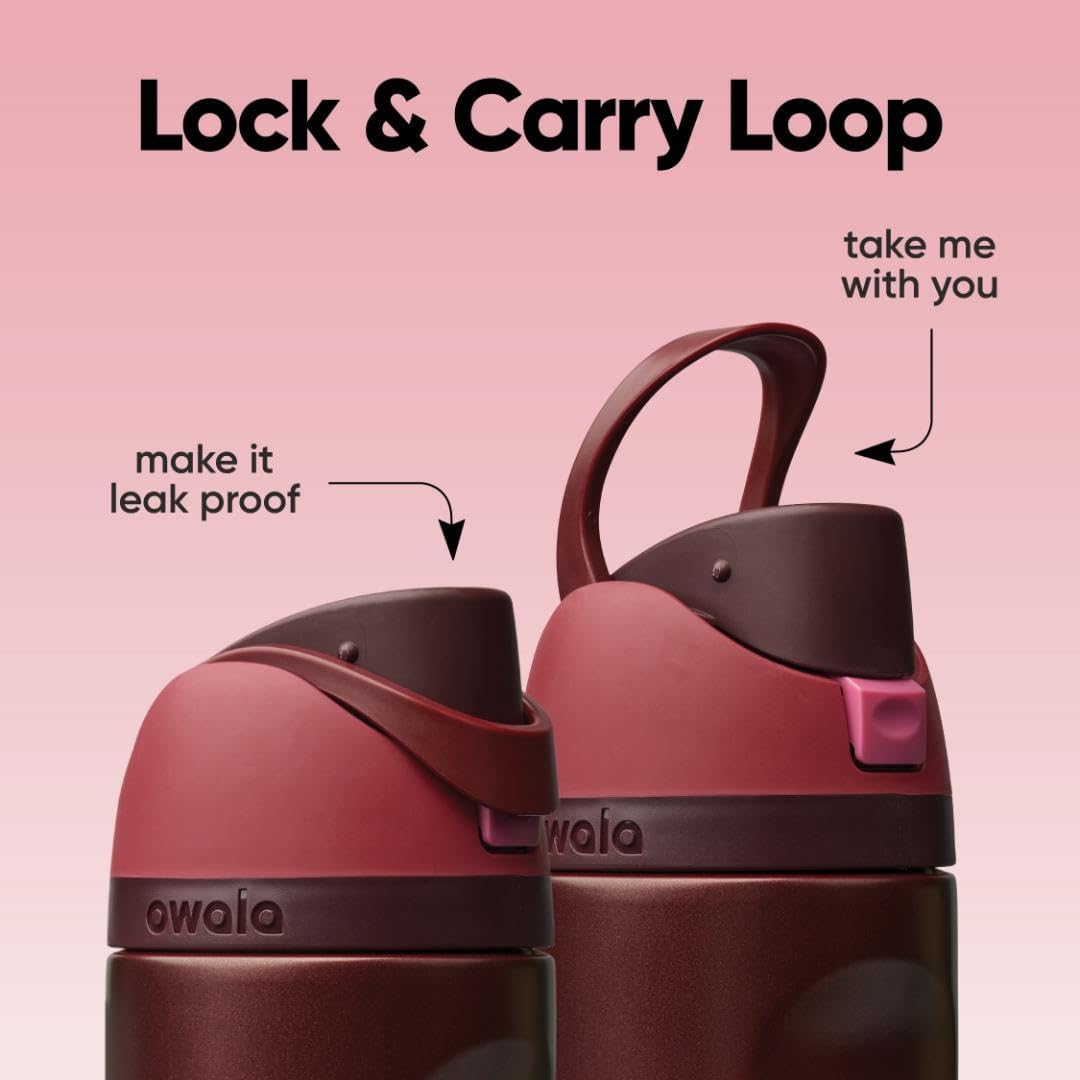 Owala FreeSip Insulated Stainless Steel Water Bottle with Straw, BPA-Free Sports Water Bottle, Great for Travel, 32 Oz, Shy Marshmallow