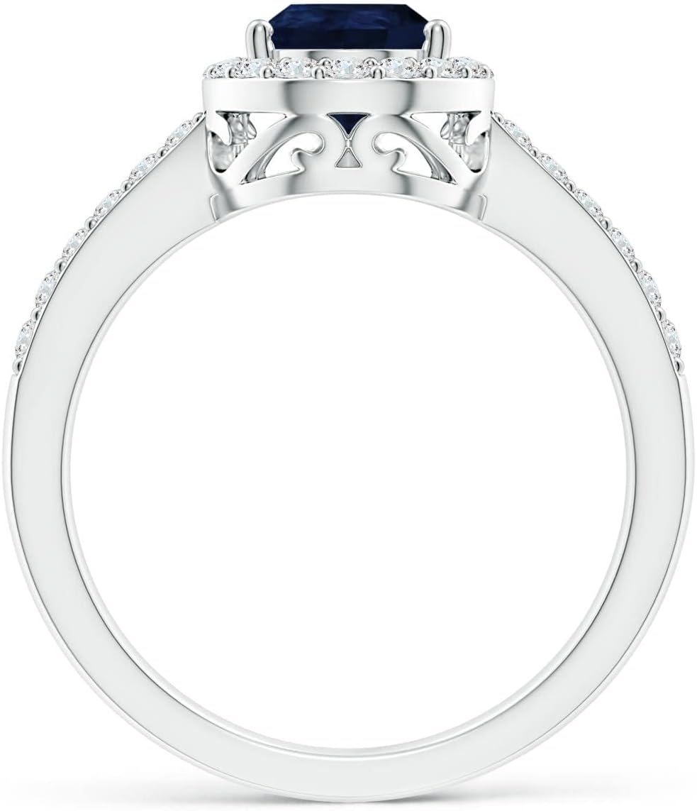 Angara Natural Pear Sapphire Ring with Diamond Halo in 14ct Solid Gold for Women | September Birthstone Jewellery for Her