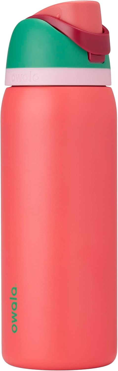 Owala FreeSip Insulated Stainless Steel Water Bottle with Straw, BPA-Free Sports Water Bottle, Great for Travel, 32 Oz, Shy Marshmallow