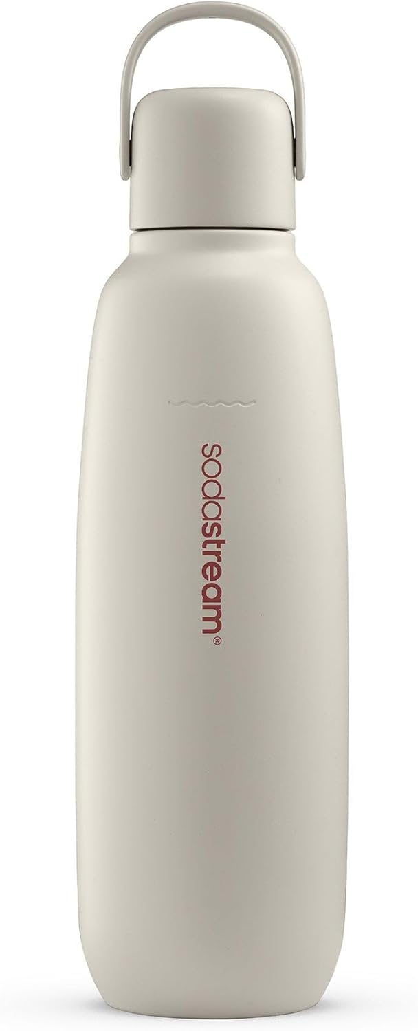 Sodastream - Fizz&GO Mint Double Walled Stainless Steel Bottle, Keeps Drinks Cold and Bubbly for 12 Hours, Compatible with Sodastream Quick Connect Machines, Easy-Carry Handle, 900ML