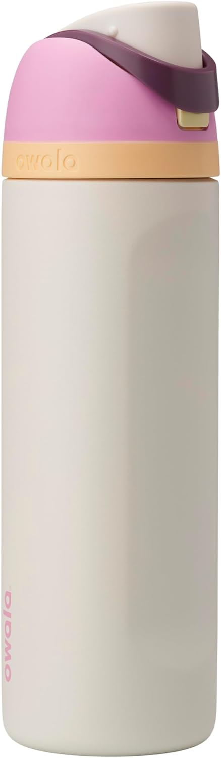 Owala FreeSip Insulated Stainless Steel Water Bottle with Straw, BPA-Free Sports Water Bottle, Great for Travel, 32 Oz, Shy Marshmallow