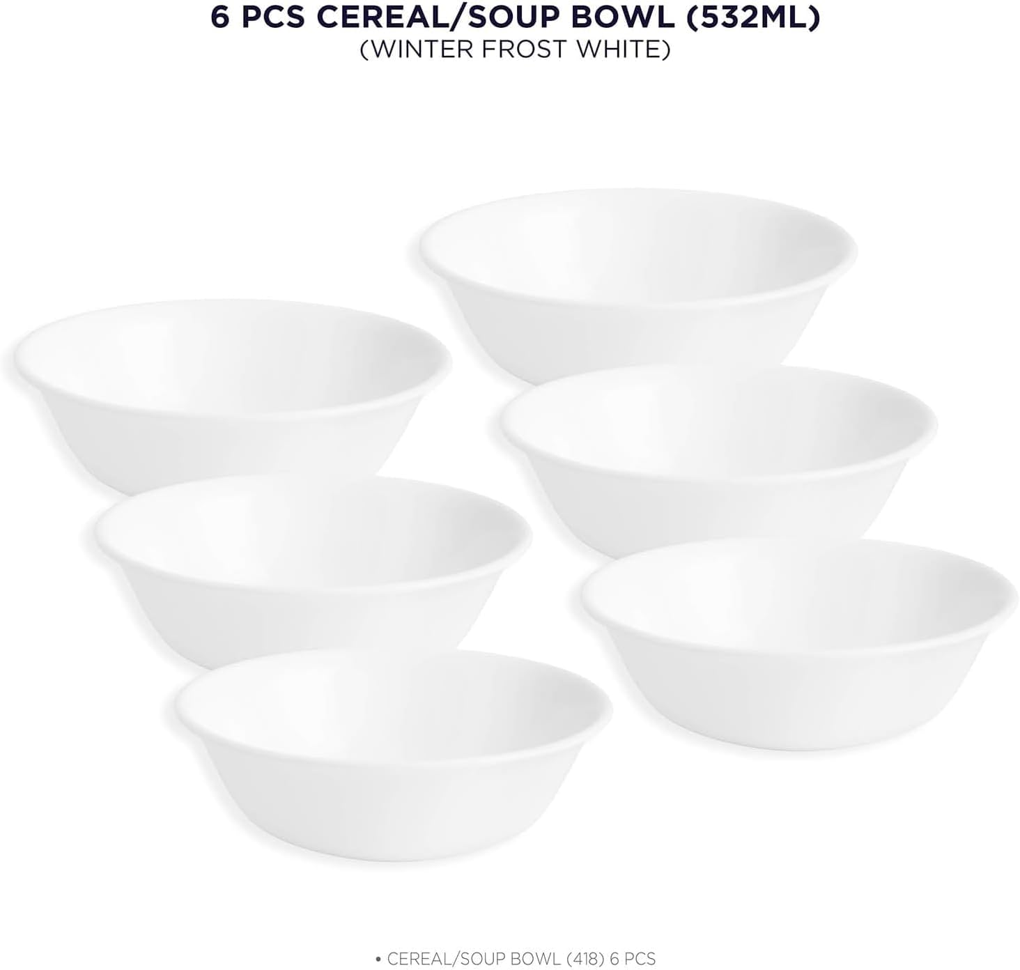 Corelle Winter Frost White, Lunch Plate Set, 6 Piece, 21.6cm