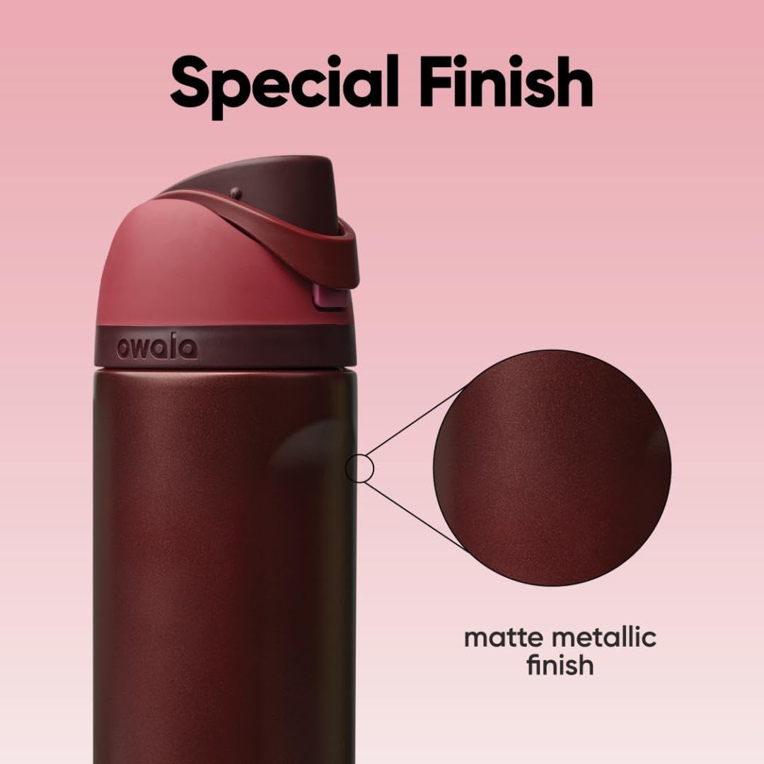 Owala FreeSip Insulated Stainless Steel Water Bottle with Straw, BPA-Free Sports Water Bottle, Great for Travel, 32 Oz, Shy Marshmallow