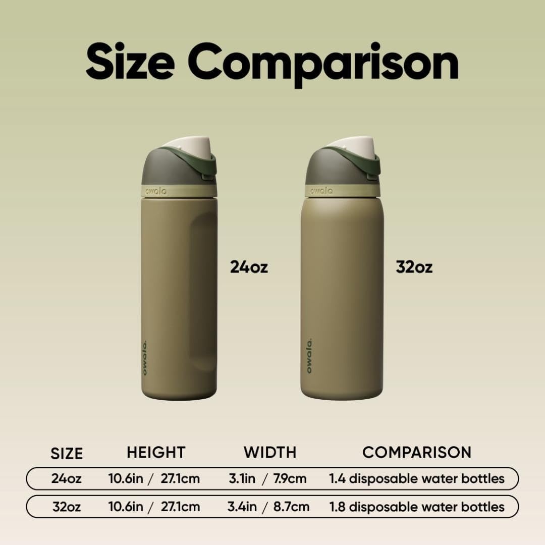 Owala FreeSip Insulated Stainless Steel Water Bottle with Straw, BPA-Free Sports Water Bottle, Great for Travel, 32 Oz, Shy Marshmallow