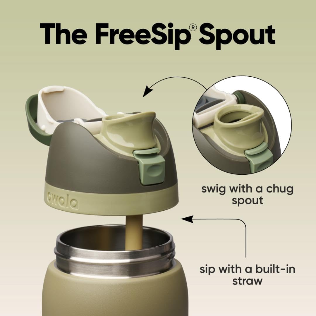 Owala FreeSip Insulated Stainless Steel Water Bottle with Straw, BPA-Free Sports Water Bottle, Great for Travel, 32 Oz, Shy Marshmallow