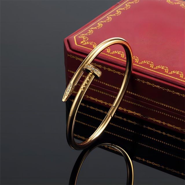 Nail Bracelet with Crystal Oval Design With Cubic Zirconia Love Nail Bangles For Women Girl(Color Gold, Yellow Gold)