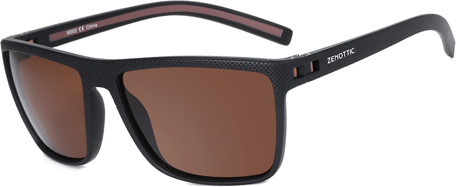 ZENOTTIC Polarized Sunglasses for Men Lightweight TR90 Frame UV400 Protection Square Sun Glasses