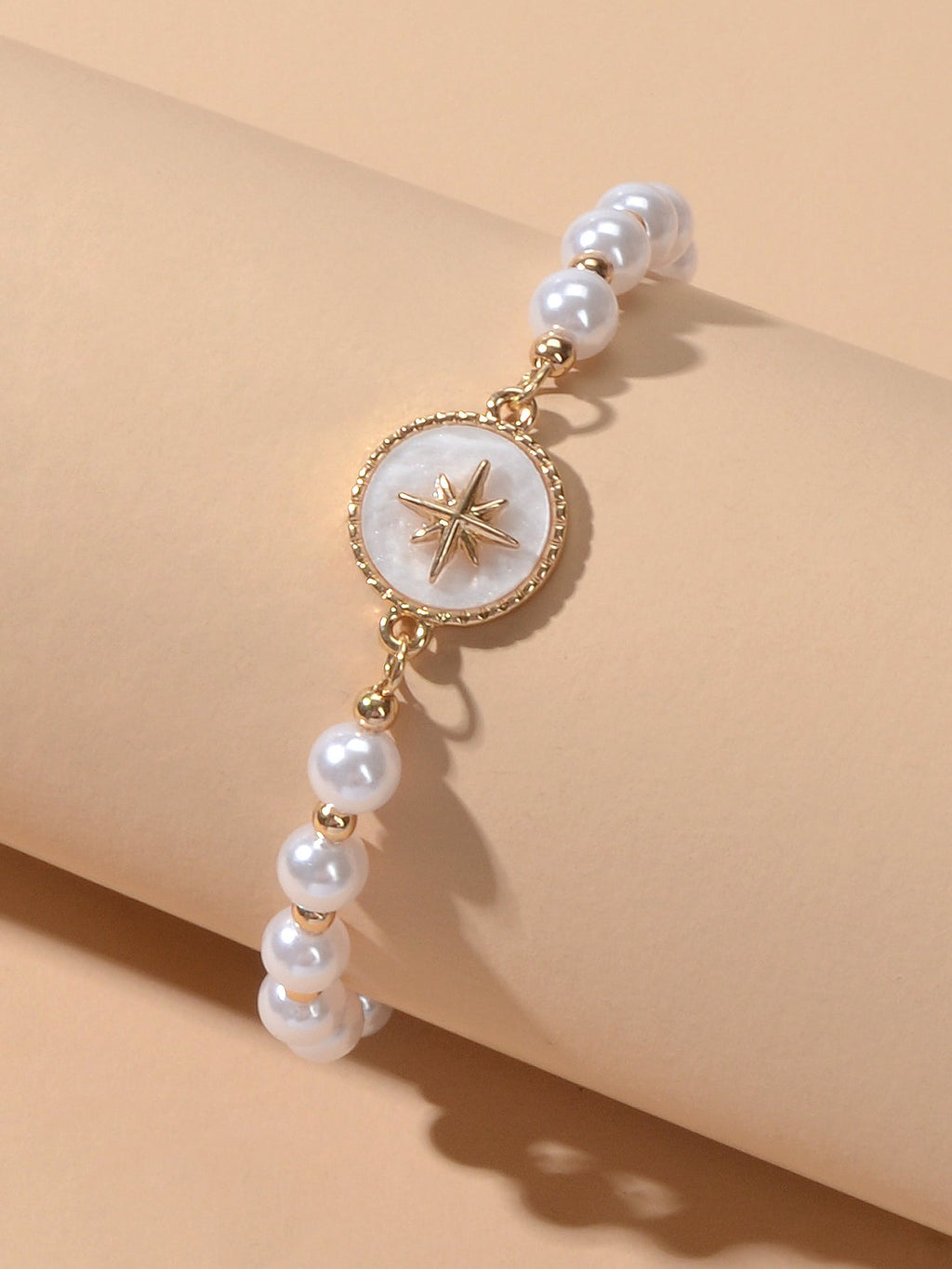 Retro Jewellery Round White Charm Pearl Chain Adjustable Bracelet Birthday Gifts-3