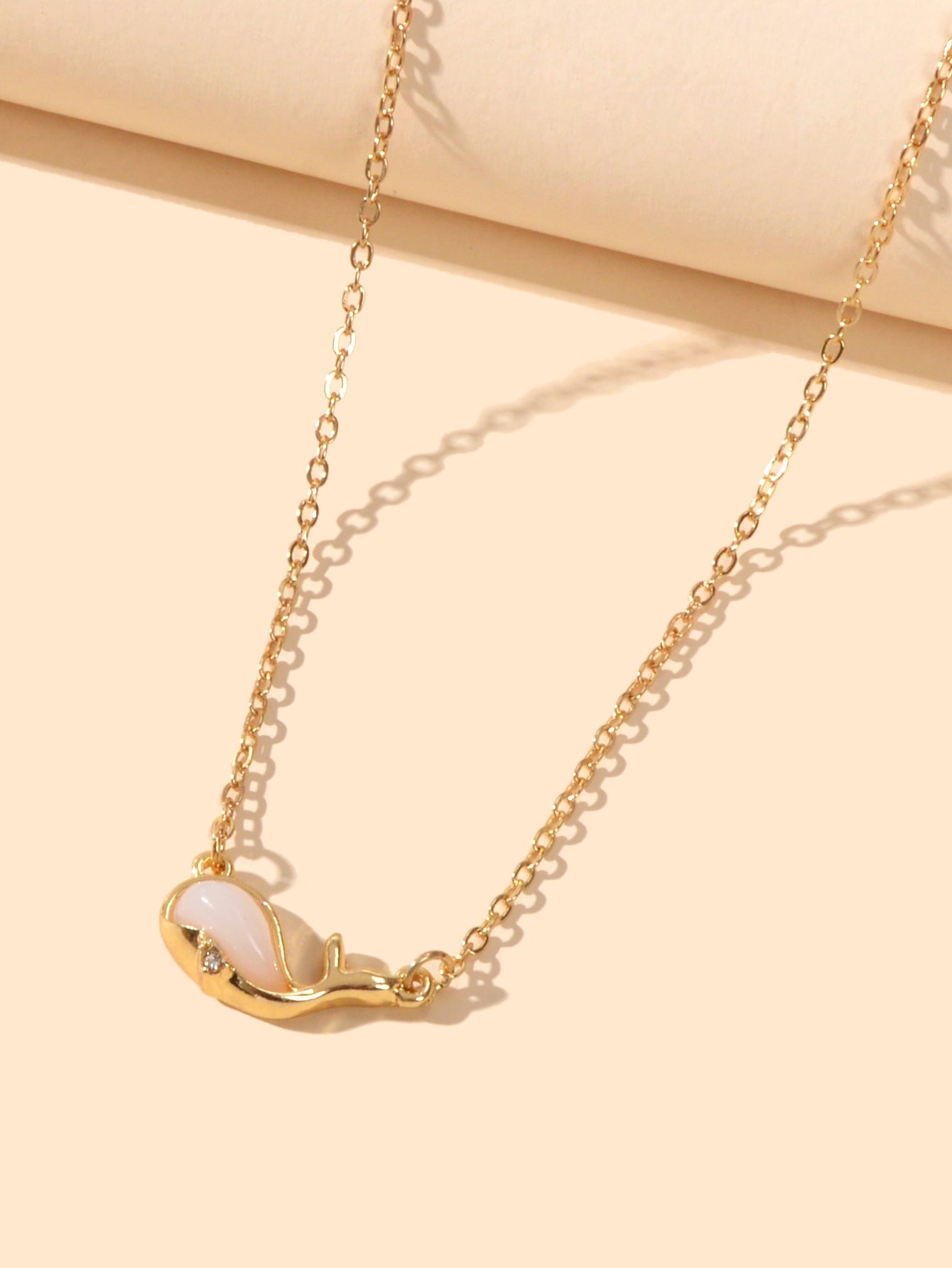 Exquisite Women Accessories Gold Chain Opal Dolphin Charm Necklace Gift Jewelry-3