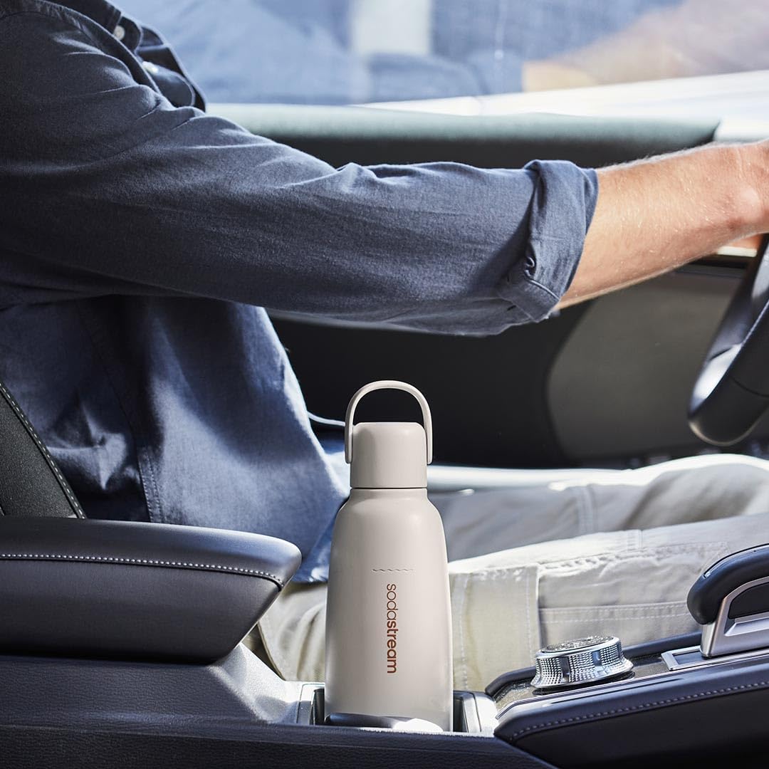 Sodastream - Fizz&GO Mint Double Walled Stainless Steel Bottle, Keeps Drinks Cold and Bubbly for 12 Hours, Compatible with Sodastream Quick Connect Machines, Easy-Carry Handle, 900ML