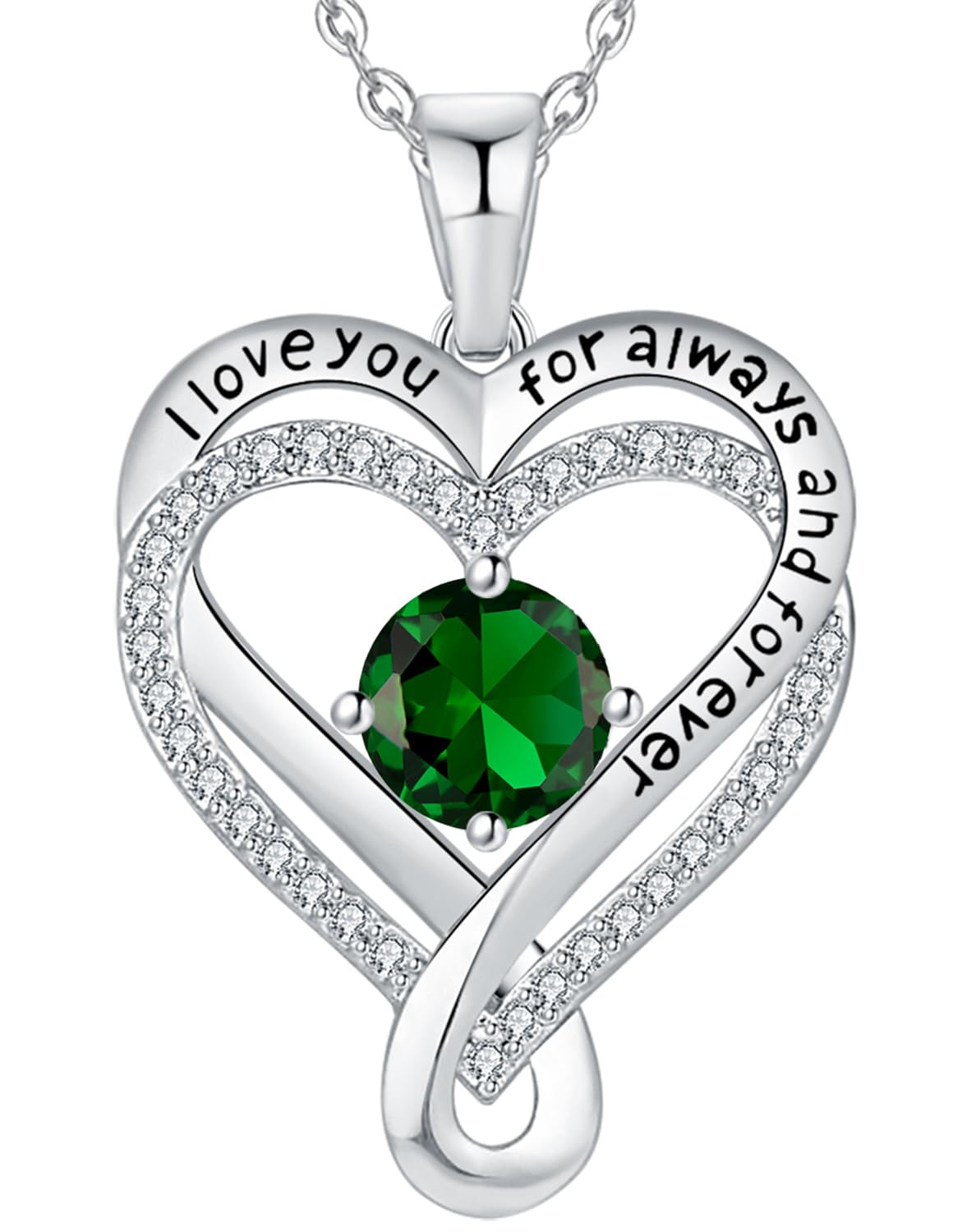 Jewelry for Women Wife Infinity Heart Birthstone I Love You Necklace S925 Anniversary Women Necklaces for Her Wife Birthday Gift Ideas, Birthday Present for Girlfriend Mom Daughter Sterling Silver