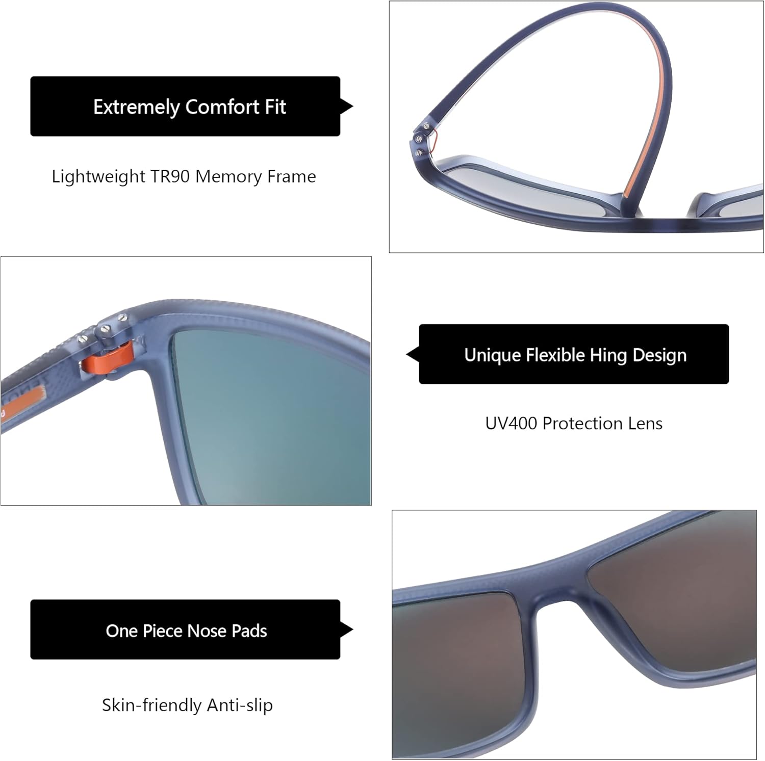 ZENOTTIC Polarized Sunglasses for Men Lightweight TR90 Frame UV400 Protection Square Sun Glasses