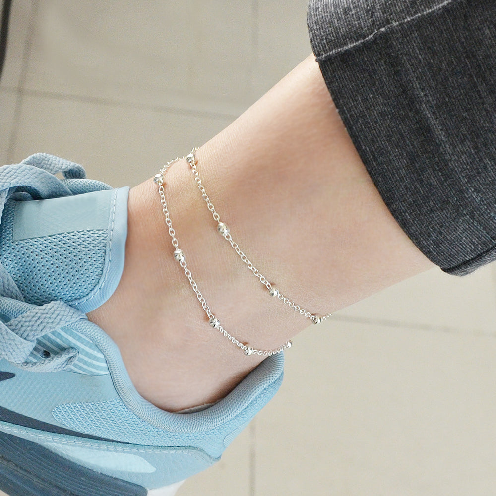 Summer Accessories Gold Silver Doublelayer Chain Anklet Holiday Beach Jewellery-5