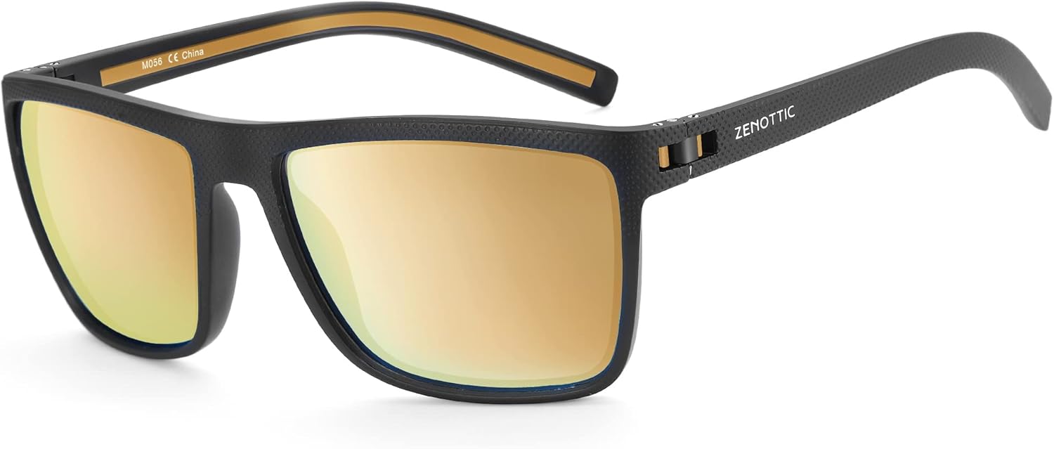 ZENOTTIC Polarized Sunglasses for Men Lightweight TR90 Frame UV400 Protection Square Sun Glasses