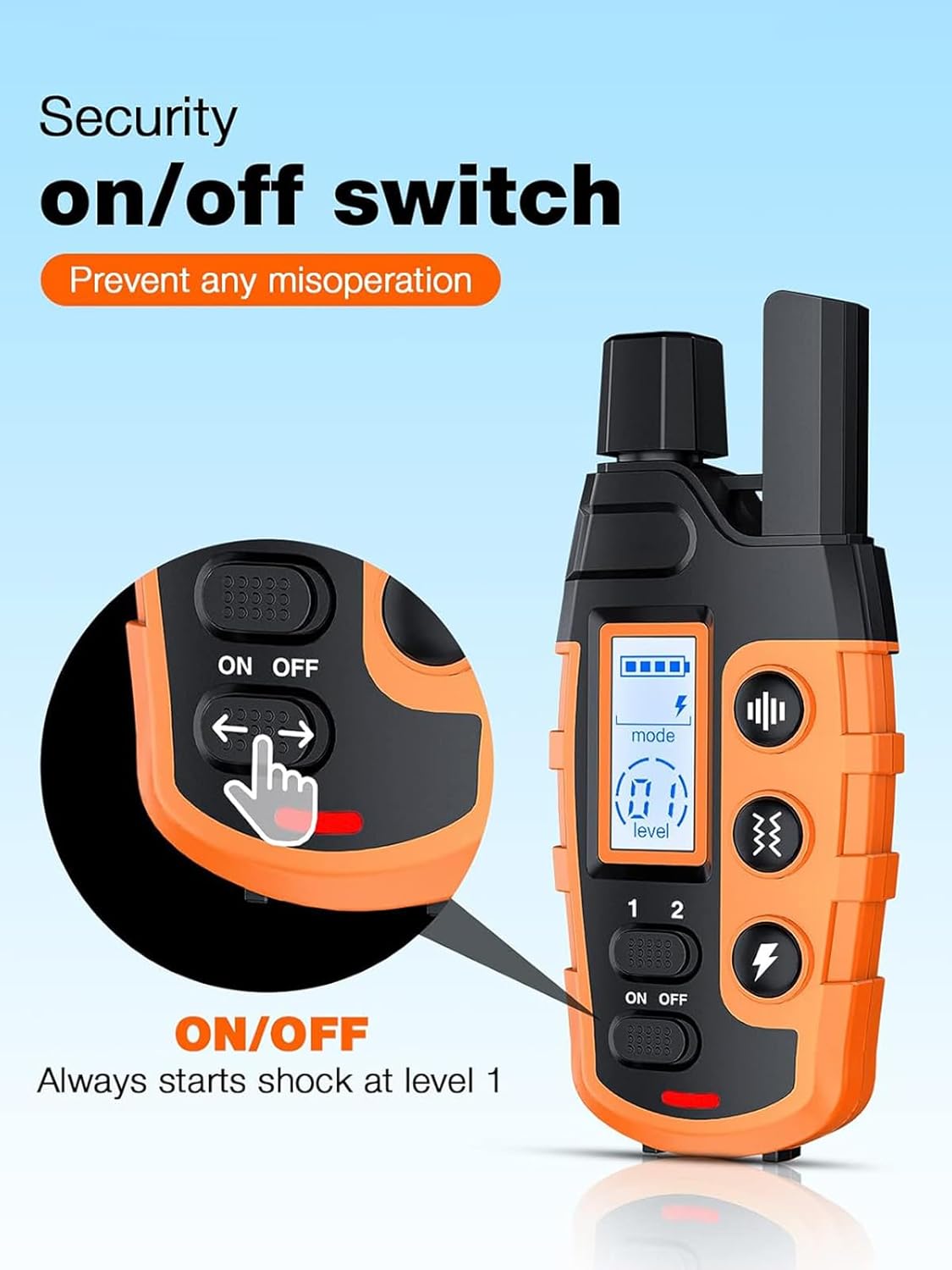 Dog Shock Collar - Dog Training Bark Collar with Remote for 2-55kg Small Medium Large Dogs Rechargeable Waterproof e Collar with Beep (1-8), Vibration(1-16), Safe Shock(1-99) (Orange)