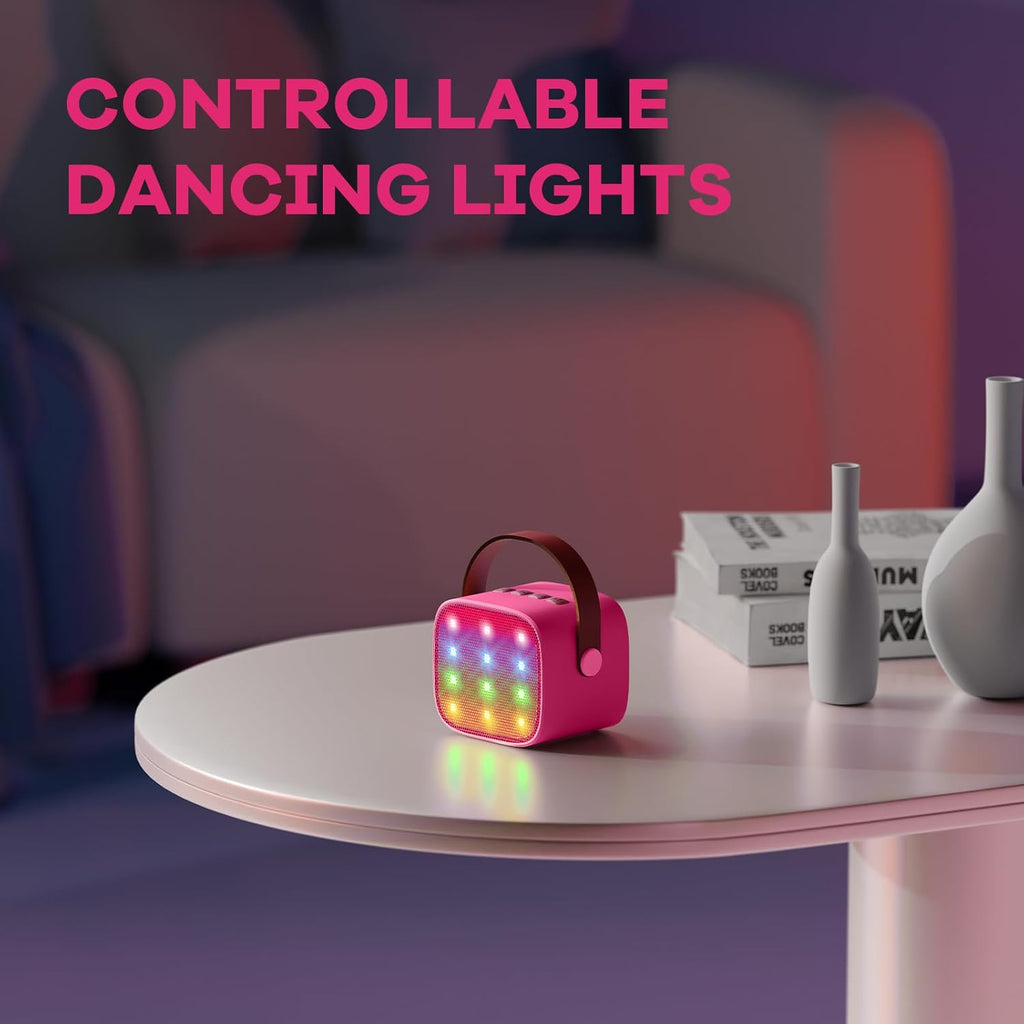YLL Mini Karaoke Machine for Kids Adults, Portable Bluetooth Speaker with 2 Wireless Microphones,Toys Birthday Gifts for Girls Ages 4, 5, 6, 7, 8, 9, 10, 11, 12+ Years Old Toddler Teens (Pink)