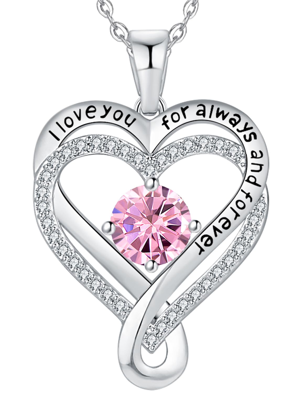 Jewelry for Women Wife Infinity Heart Birthstone I Love You Necklace S925 Anniversary Women Necklaces for Her Wife Birthday Gift Ideas, Birthday Present for Girlfriend Mom Daughter Sterling Silver