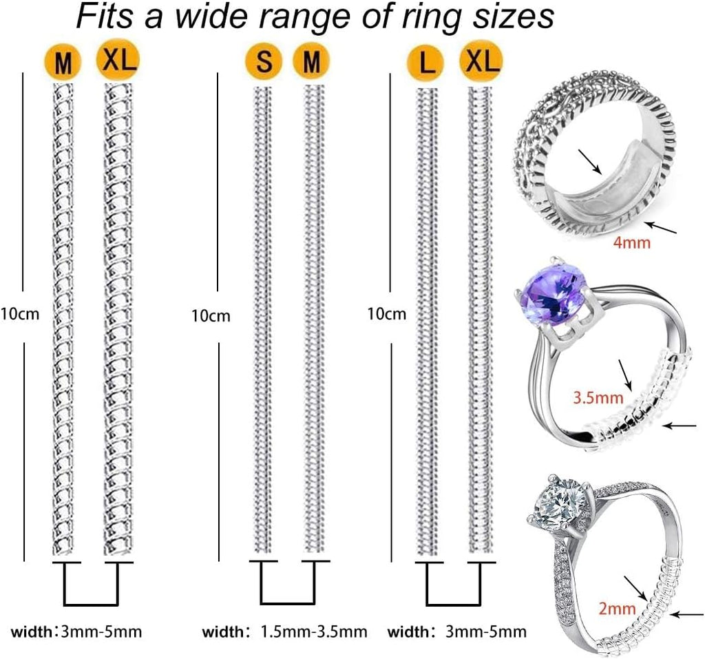 Eiito Ring Size Adjuster - Invisible Ring Guards - 6 Sizes Fitter, Resizer for Loose Rings