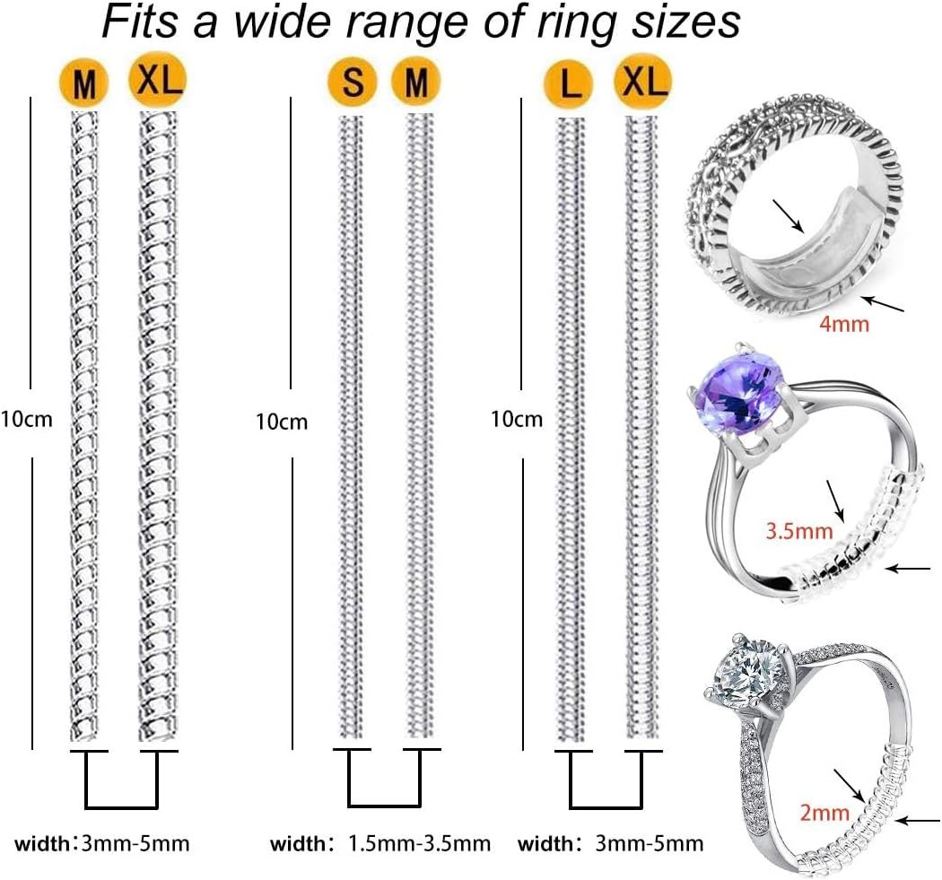 Eiito Ring Size Adjuster - Invisible Ring Guards - 6 Sizes Fitter, Resizer for Loose Rings