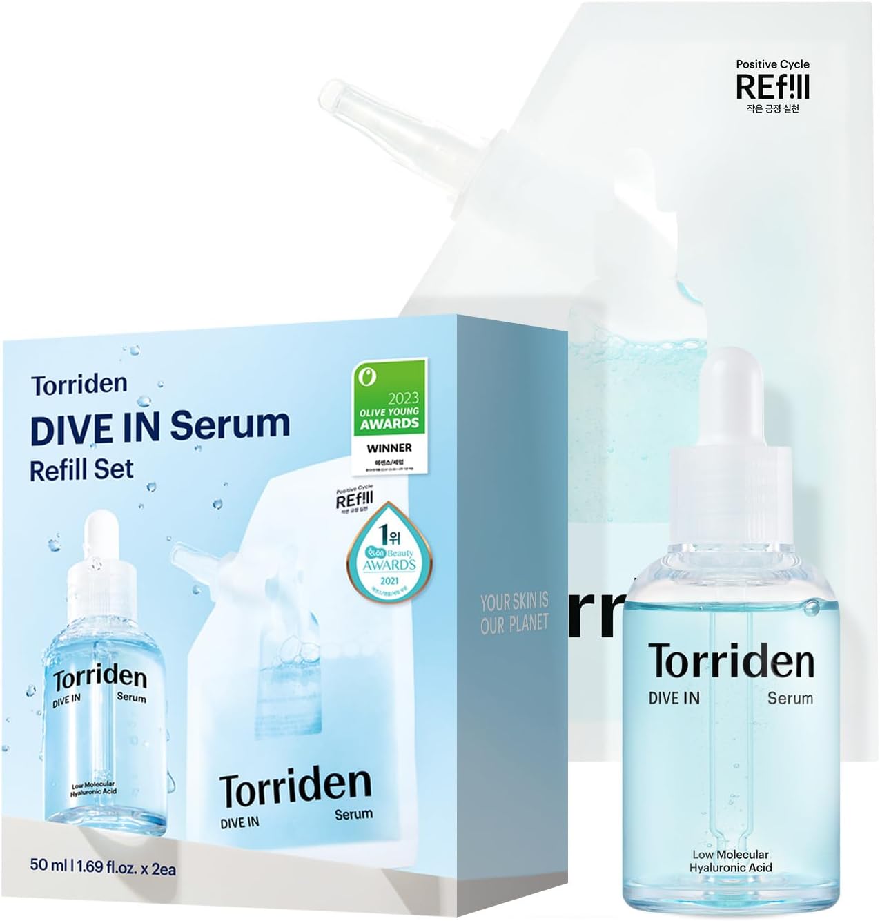 Torriden DIVE IN Hyaluronic Acid Serum 50ml (1.69 fl.oz.) | Deep Hydration to Get Glow Skin | Hyaluronic Acid, Panthenol, Allantoin | Korean Facial Serum