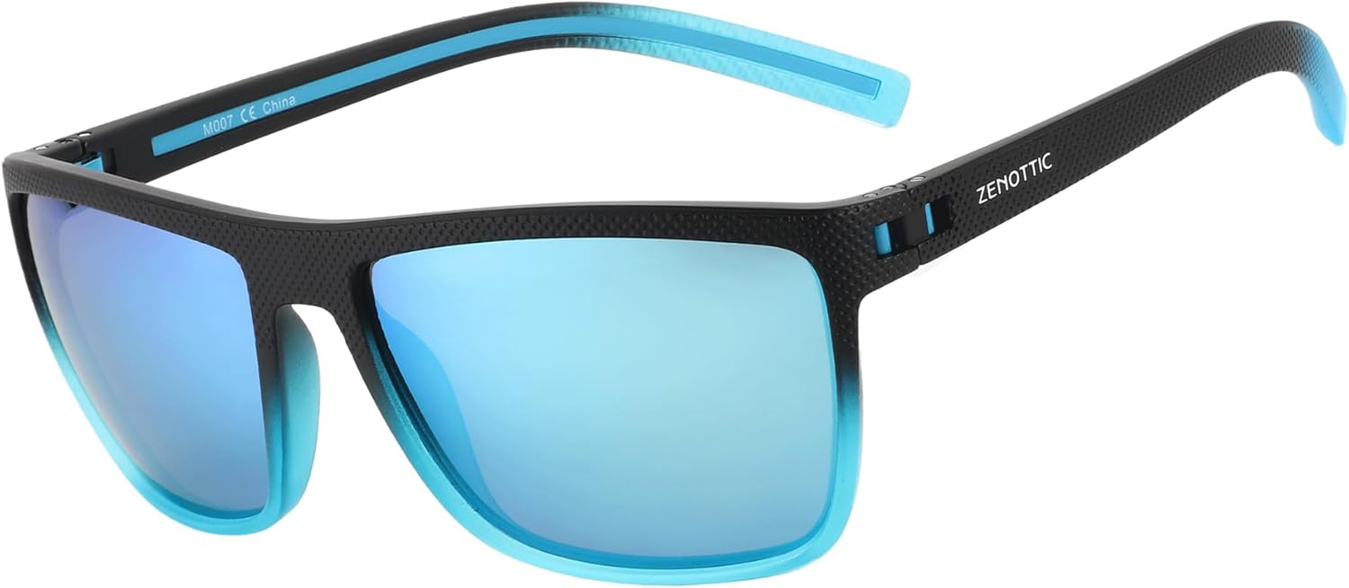 ZENOTTIC Polarized Sunglasses for Men Lightweight TR90 Frame UV400 Protection Square Sun Glasses
